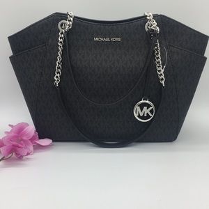 MICHAEL KORS LG CHAIN SHLDR TOTE BLACK